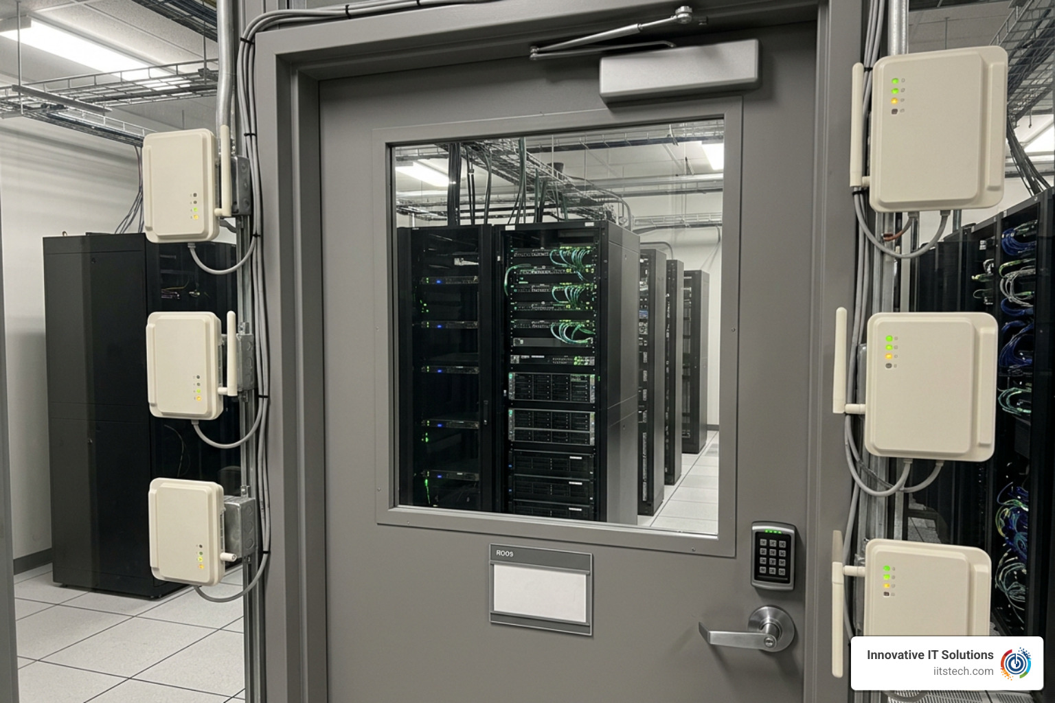 fixed RFID portal readers and antennas mounted at server room doorways fixed RFID portal readers and antennas mounted at server room doorways