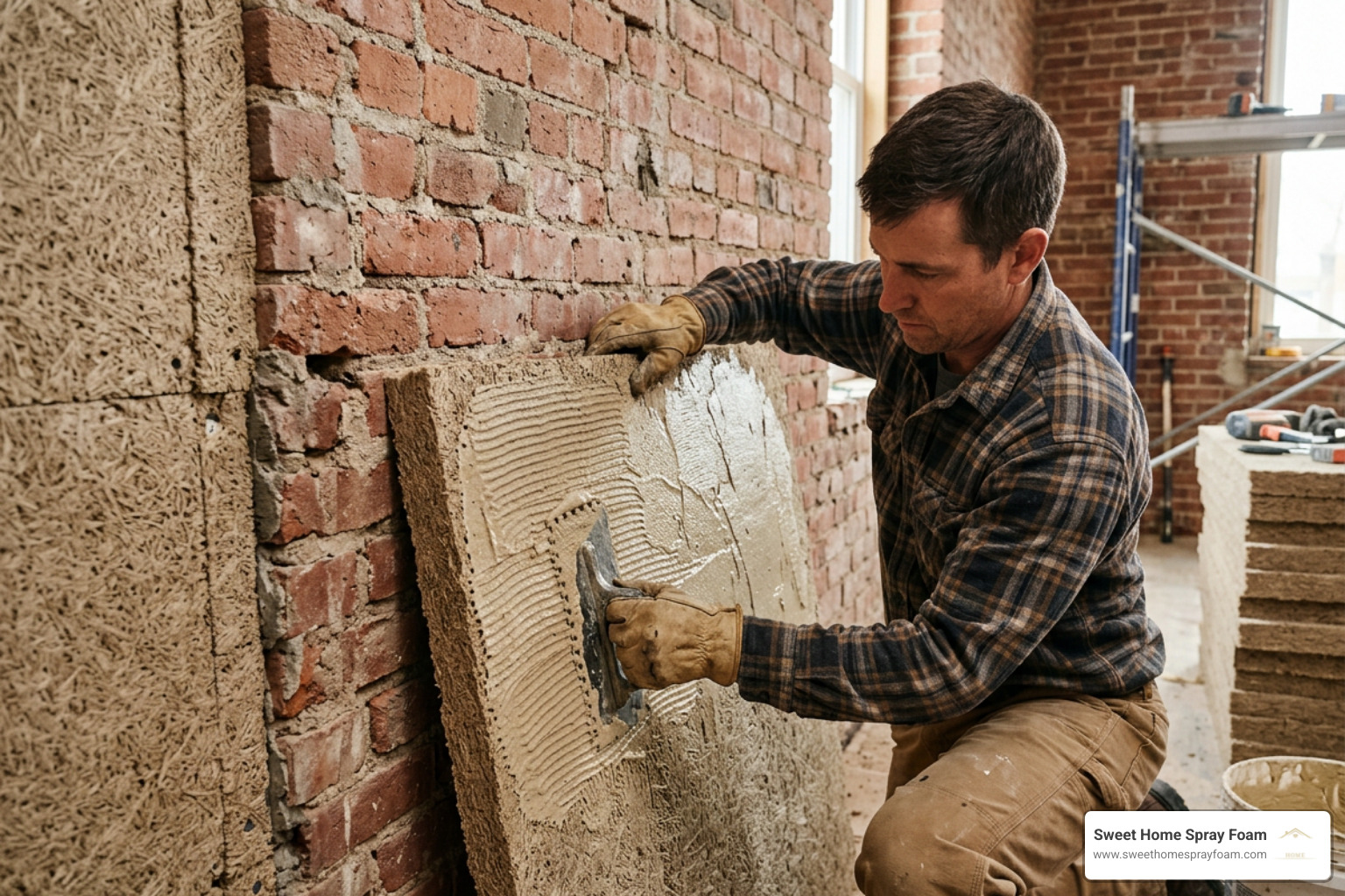 Applying breathable insulation boards to historic brickwork
