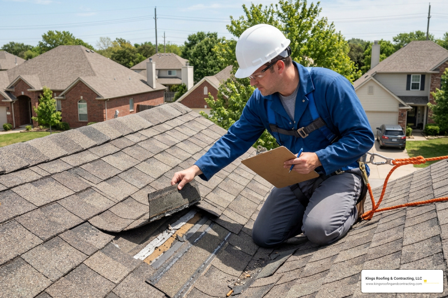 roof inspector examining wind lifted architectural shingles roof inspector examining wind lifted architectural shingles