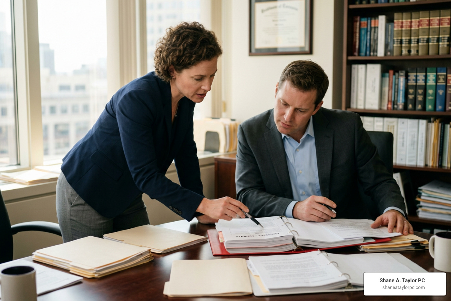 legal counsel reviewing discovery documents legal counsel reviewing discovery documents