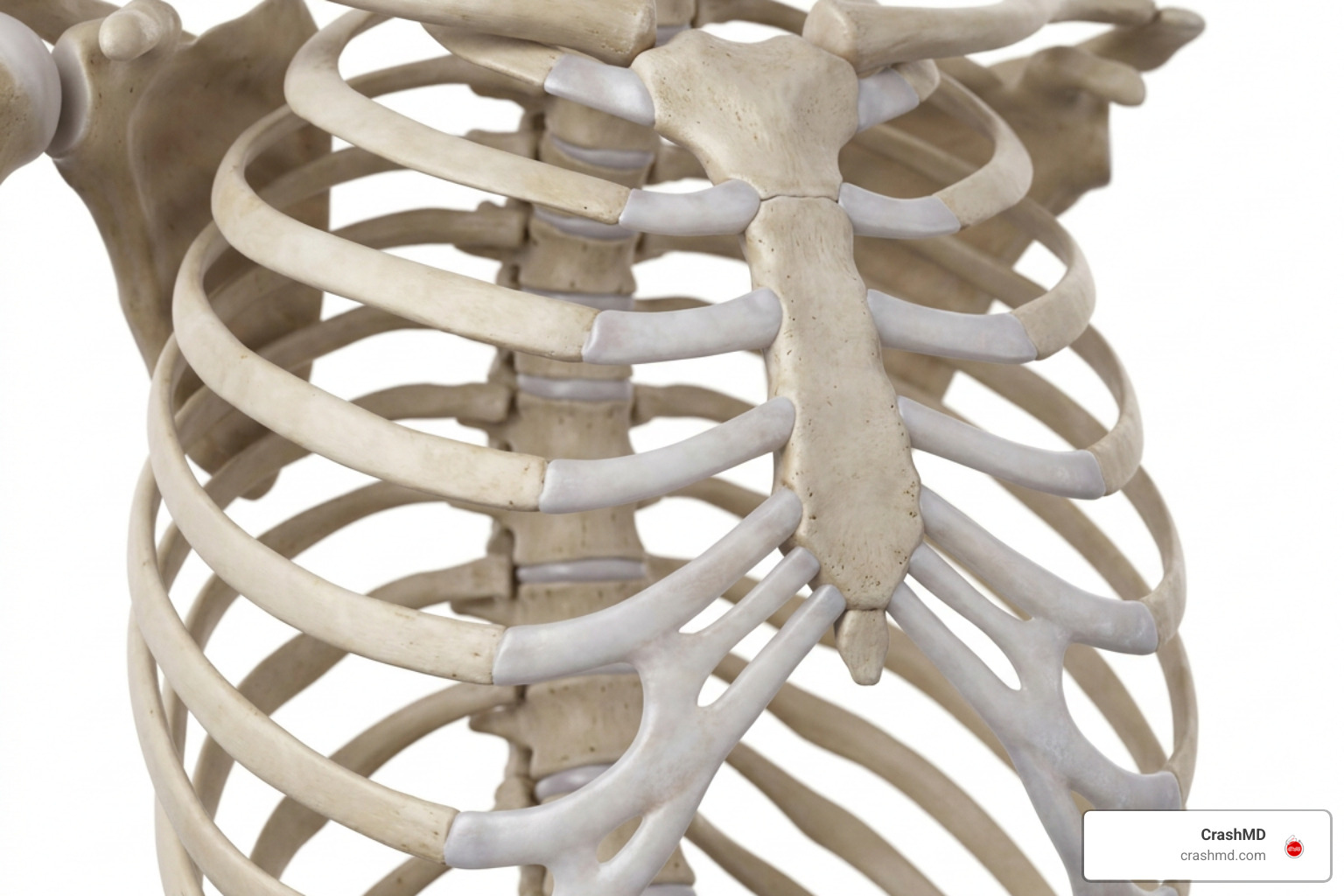 Anterior thoracic cage anatomy showing costochondral and chondrosternal junctions