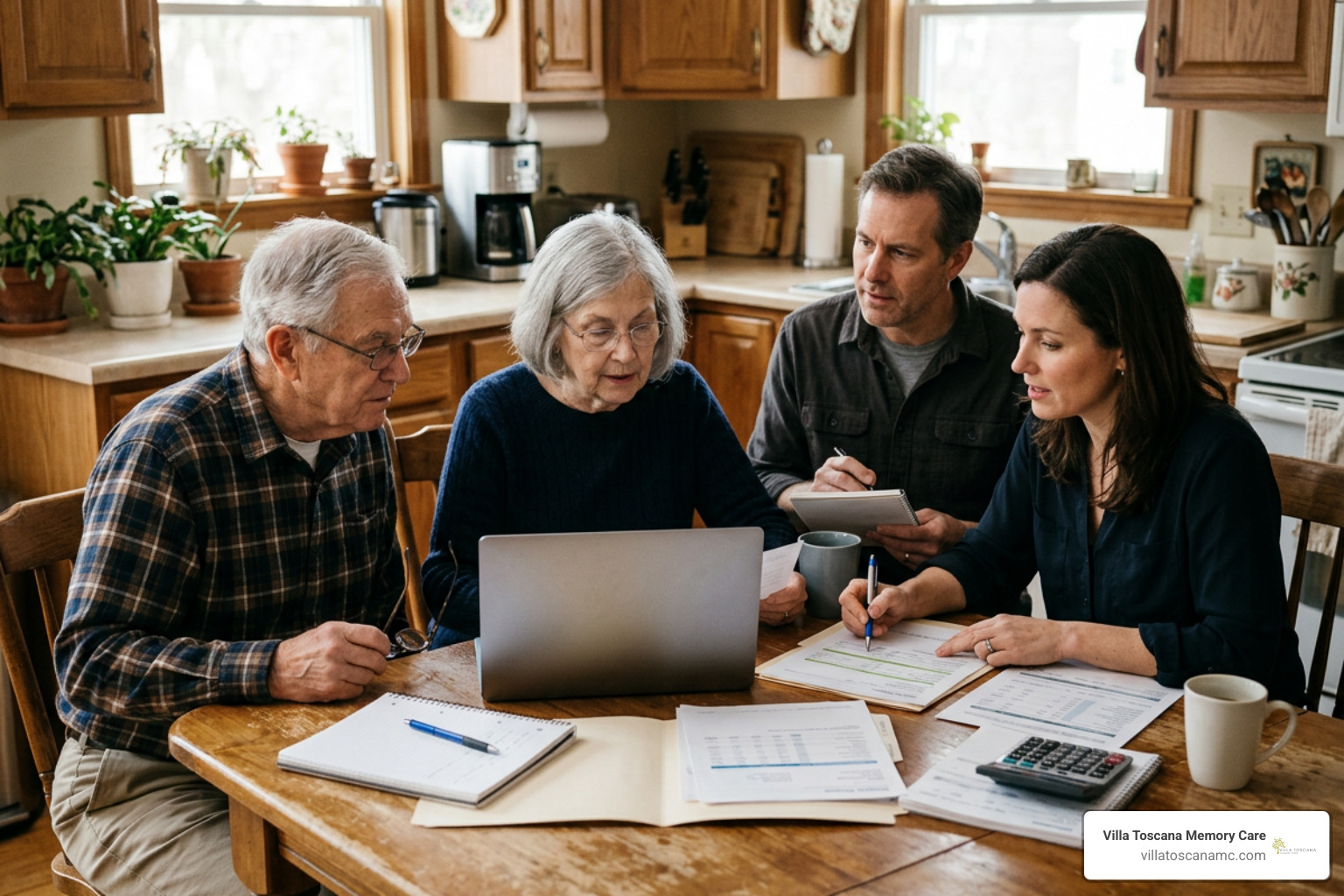 Family reviewing long-term care financial planning Family reviewing long-term care financial planning