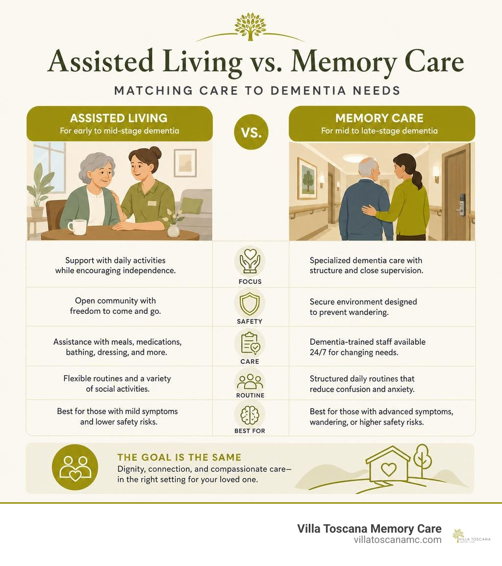 Infographic showing assisted living and memory care needs for dementia infographic Infographic showing assisted living and memory care needs for dementia infographic