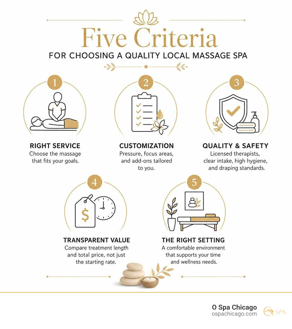 Five criteria for choosing a quality local massage spa infographic Five criteria for choosing a quality local massage spa infographic