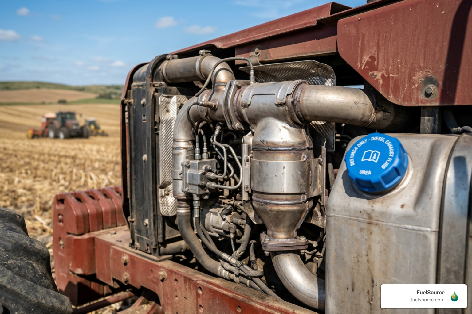 Tractor selective catalytic reduction exhaust system layout Tractor selective catalytic reduction exhaust system layout
