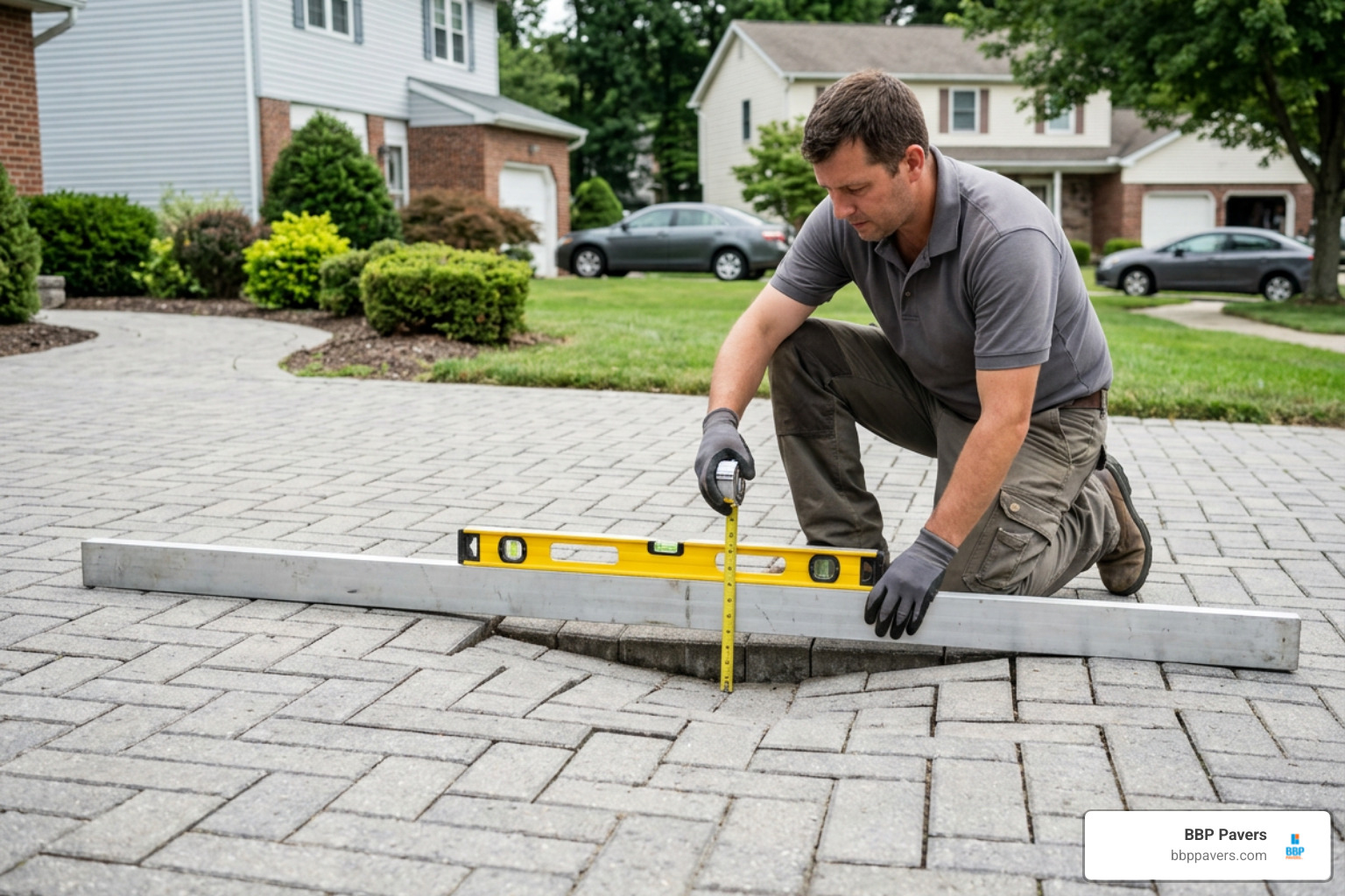 measuring driveway depression with straight edge and spirit level measuring driveway depression with straight edge and spirit level
