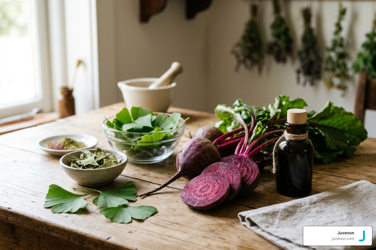 botanical ingredients like beetroot and ginkgo