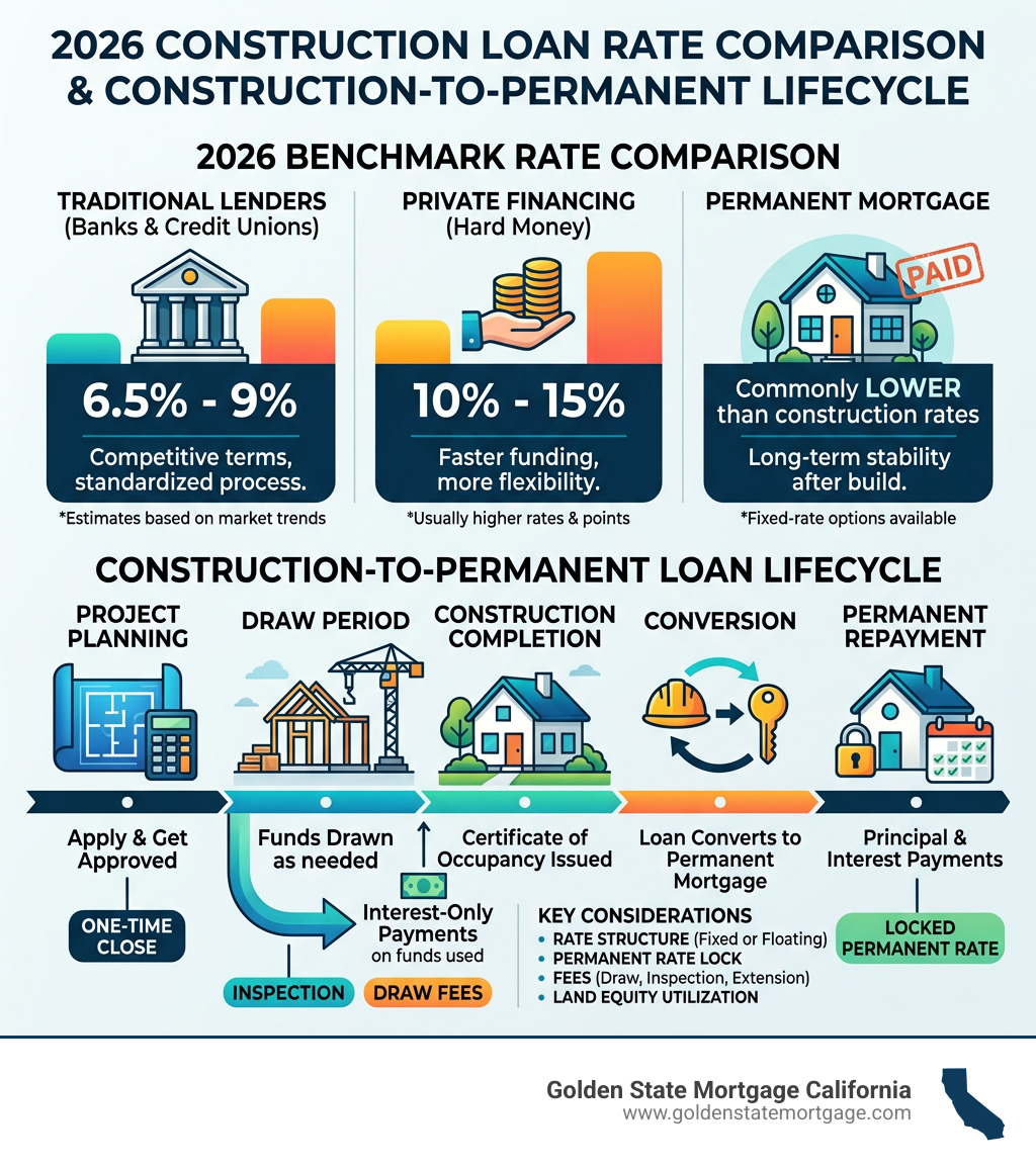 2026 construction loan rate comparison and construction to permanent loan lifecycle infographic 2026 construction loan rate comparison and construction to permanent loan lifecycle infographic