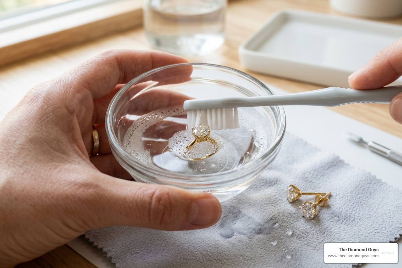 Diamond stud earring cleaning and inspection process Diamond stud earring cleaning and inspection process