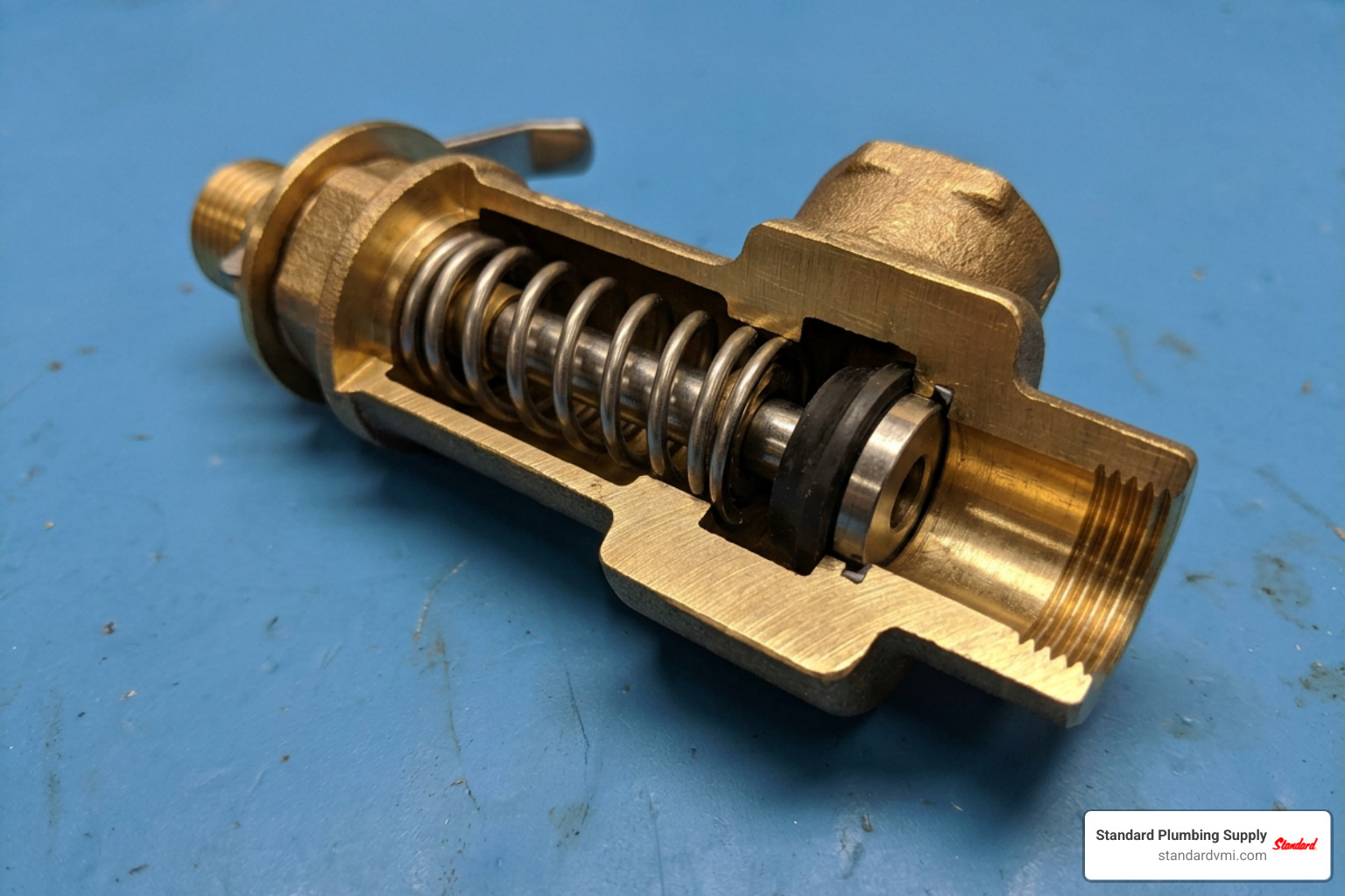internal components of a brass T&P relief valve