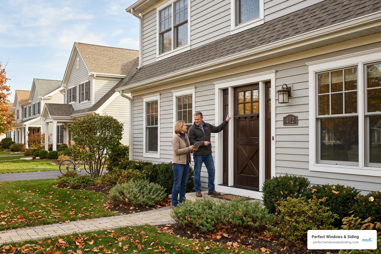 Classic architectural home with a bold painted energy efficient front door Classic architectural home with a bold painted energy efficient front door