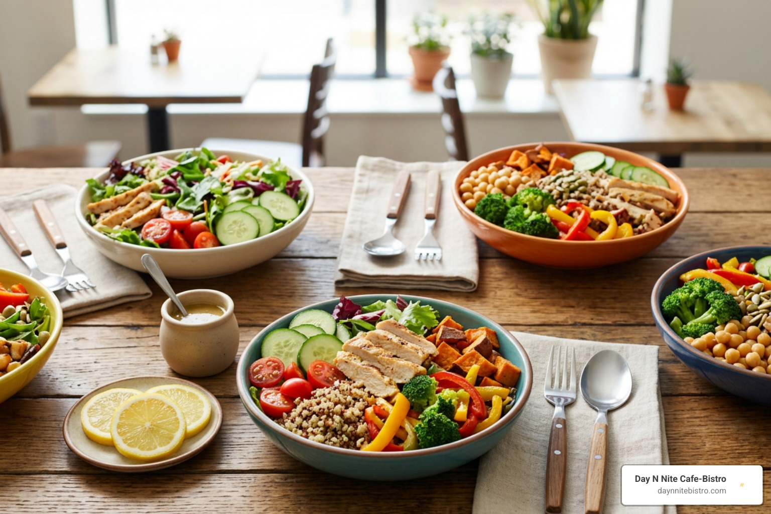 Wholesome ingredients and colorful bistro bowls