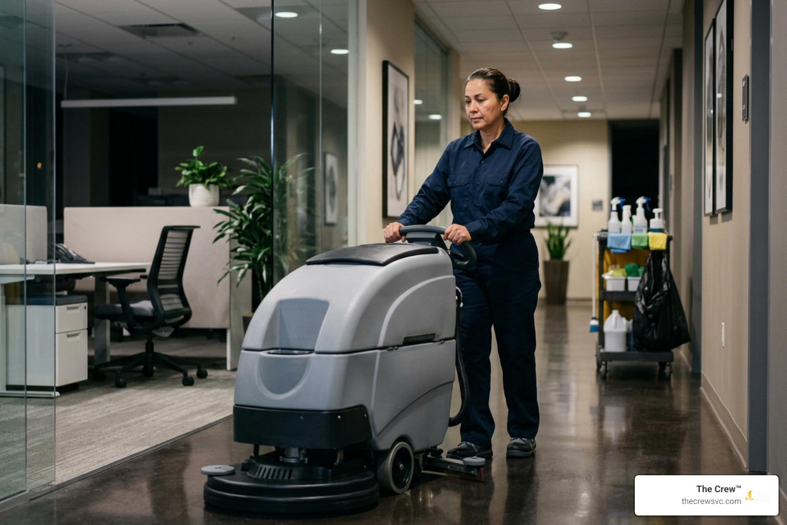 Day porter maintaining an executive office space Day porter maintaining an executive office space