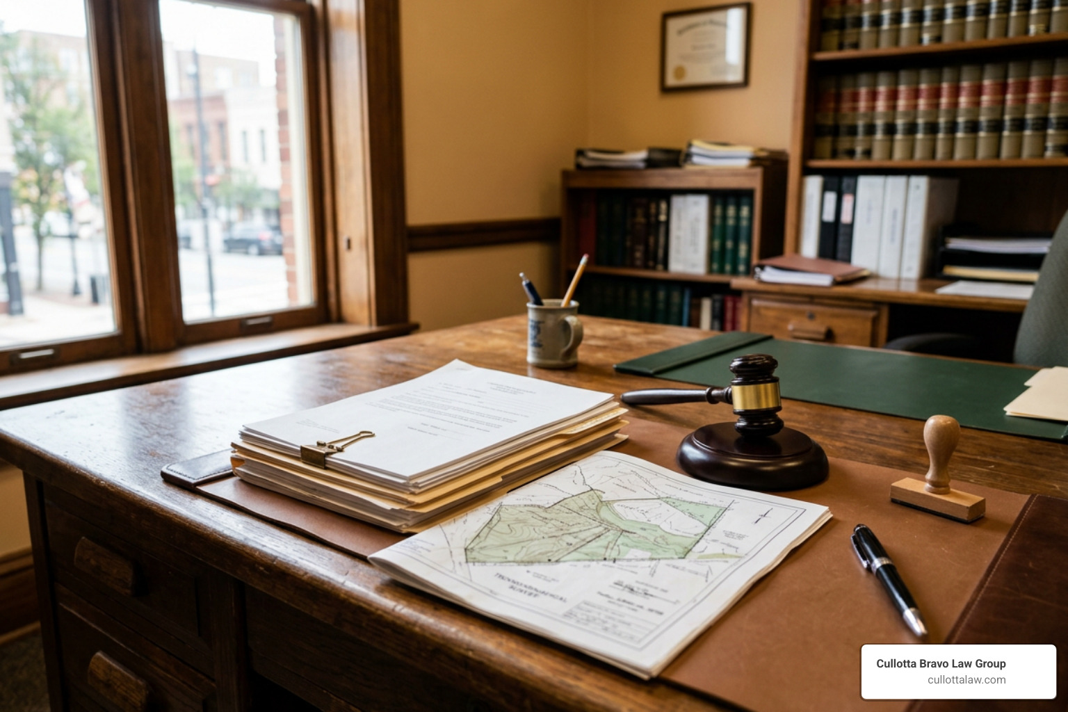 Deed documents and survey maps for property closing