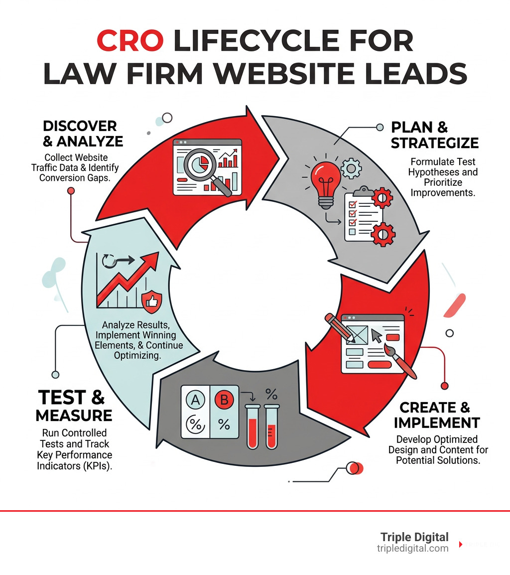 conversion rate optimization lifecycle for law firm website leads infographic conversion rate optimization lifecycle for law firm website leads infographic