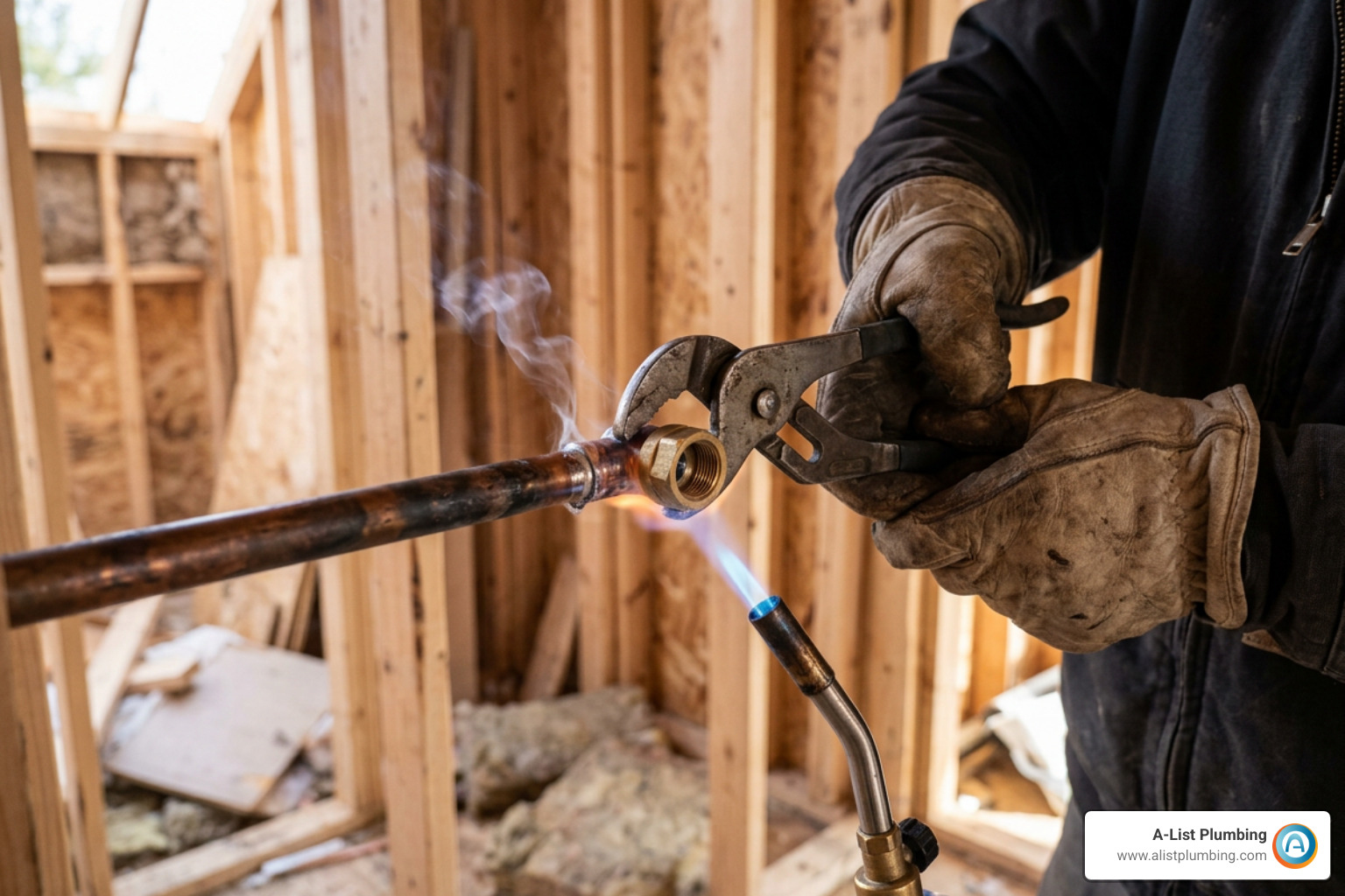 Unsweating a copper pipe joint with pliers