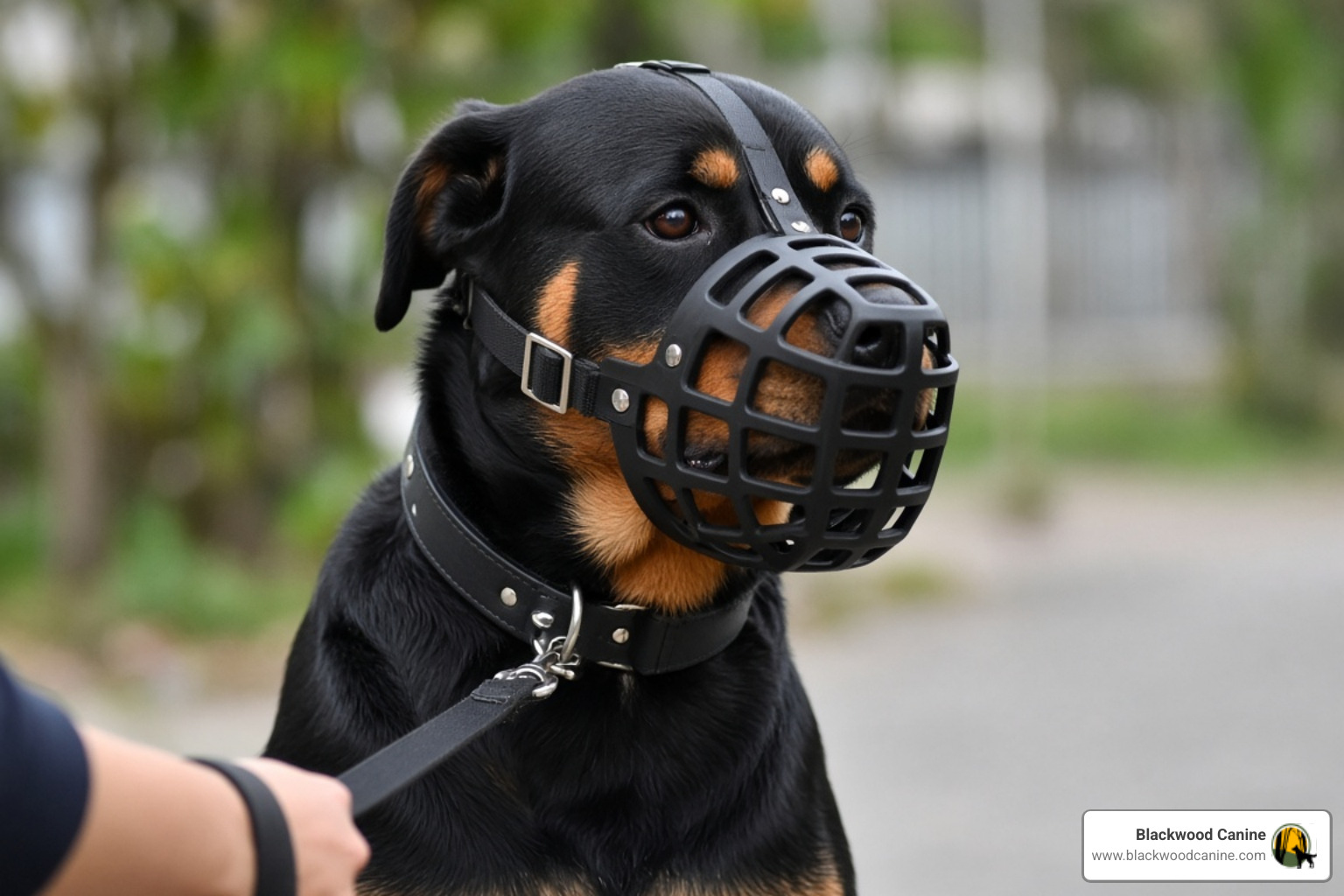 dog comfortably wearing a basket muzzle during outdoor training dog comfortably wearing a basket muzzle during outdoor training