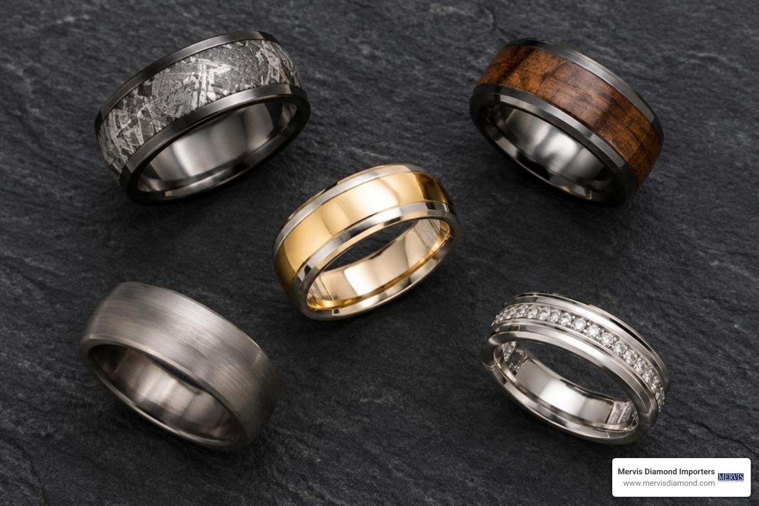 Alternative metal and precious material rings