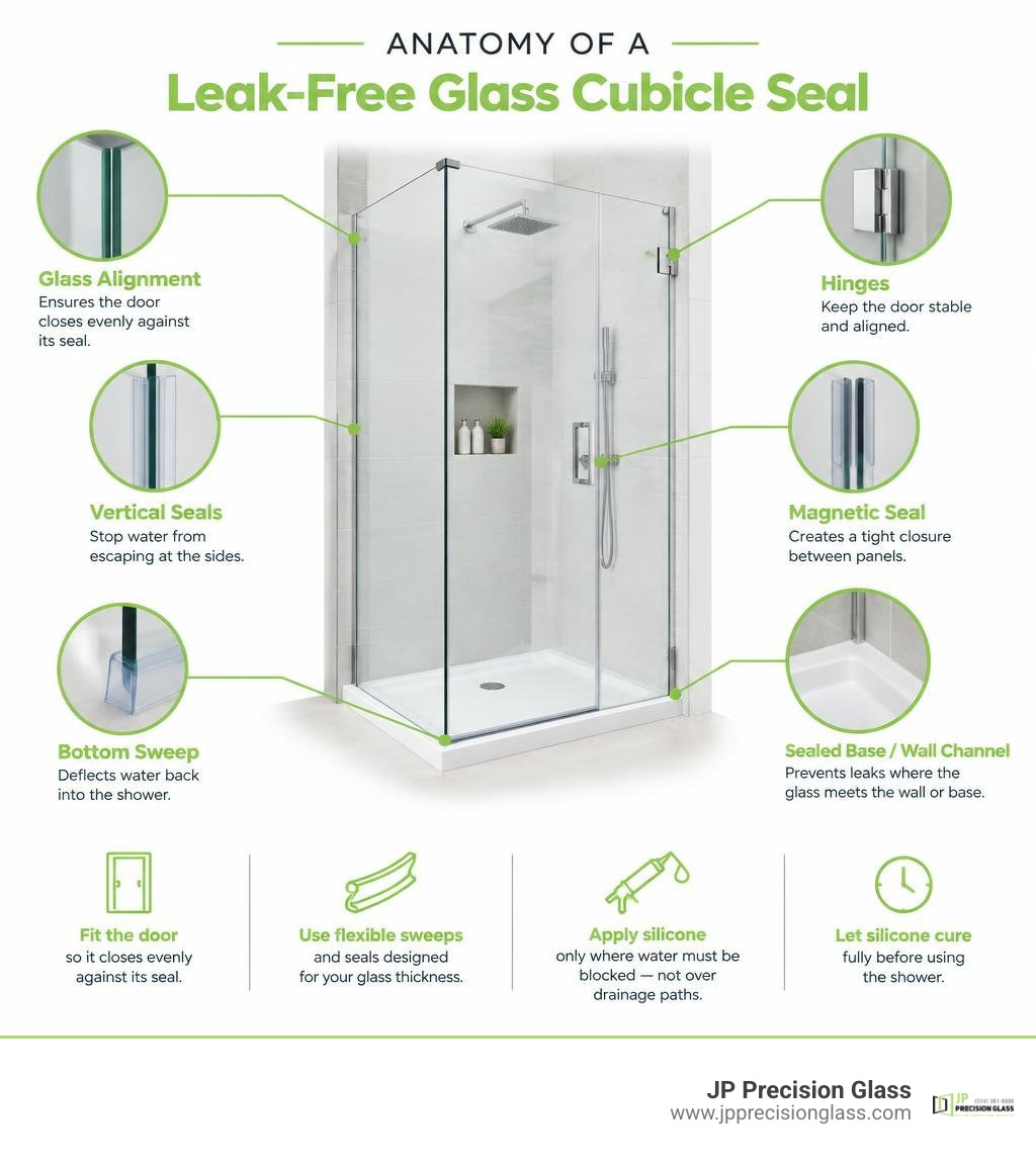 anatomy of a leak-free glass cubicle seal infographic anatomy of a leak-free glass cubicle seal infographic