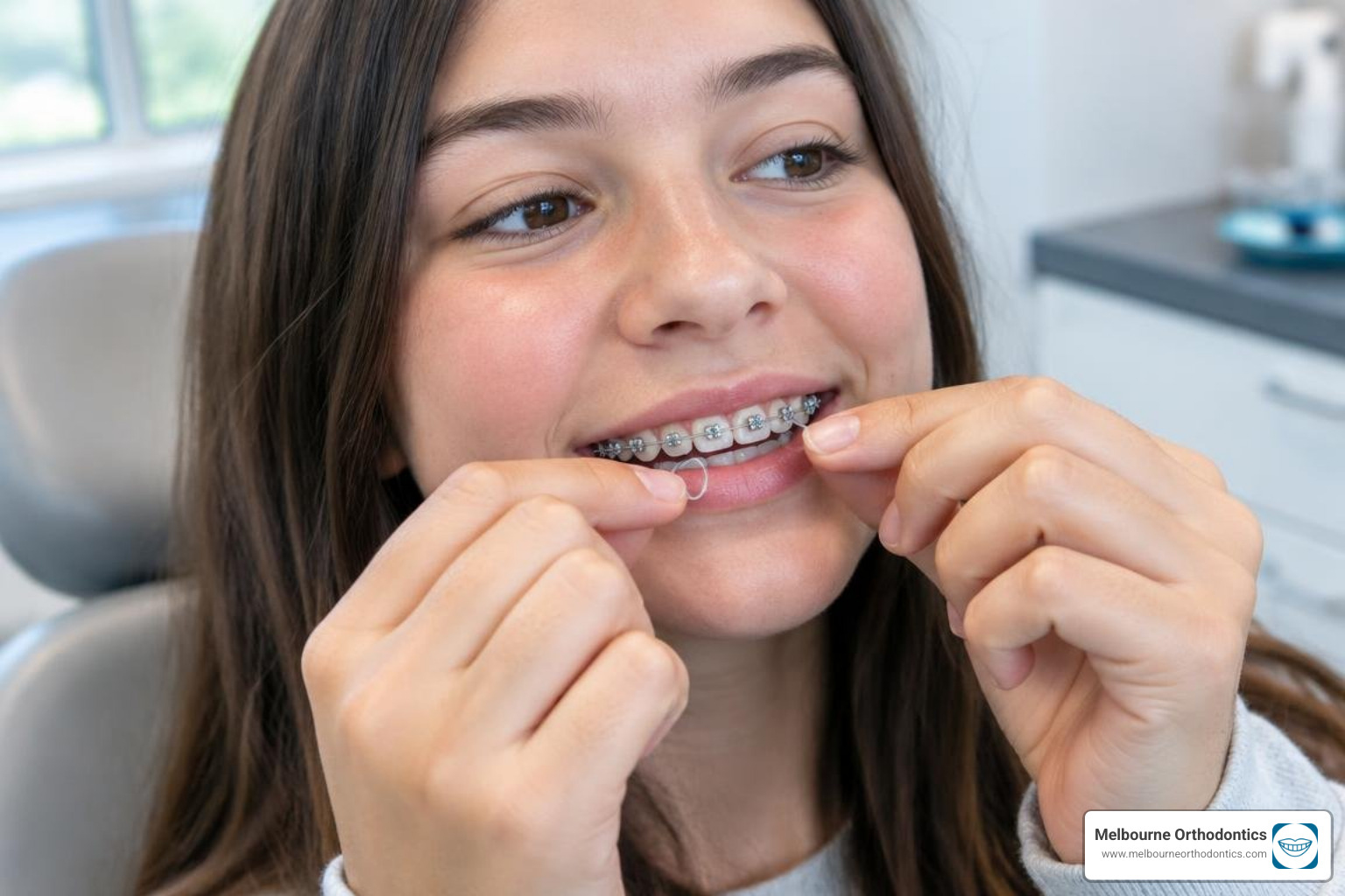 orthodontic elastic placing tool and mirror setup