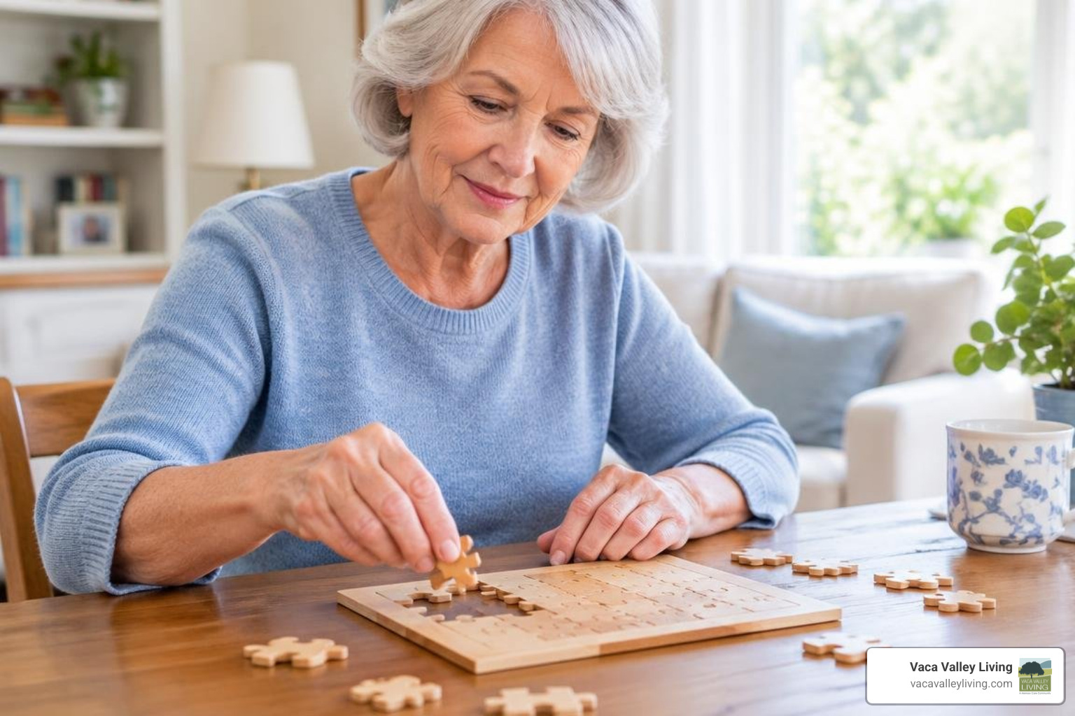 senior working on simple puzzles at table senior working on simple puzzles at table