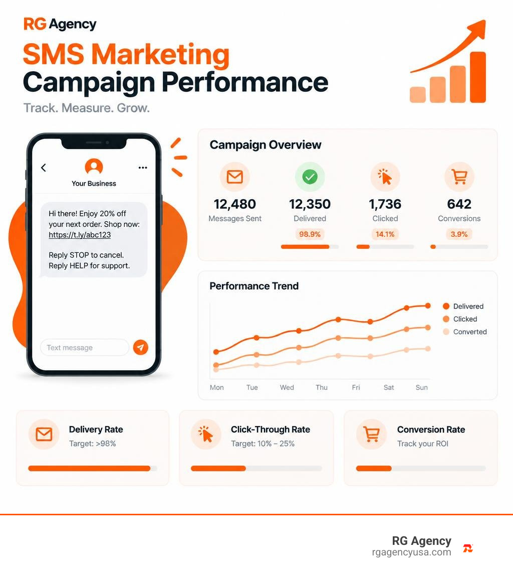 Key performance metrics dashboard for SMS marketing campaigns infographic Key performance metrics dashboard for SMS marketing campaigns infographic