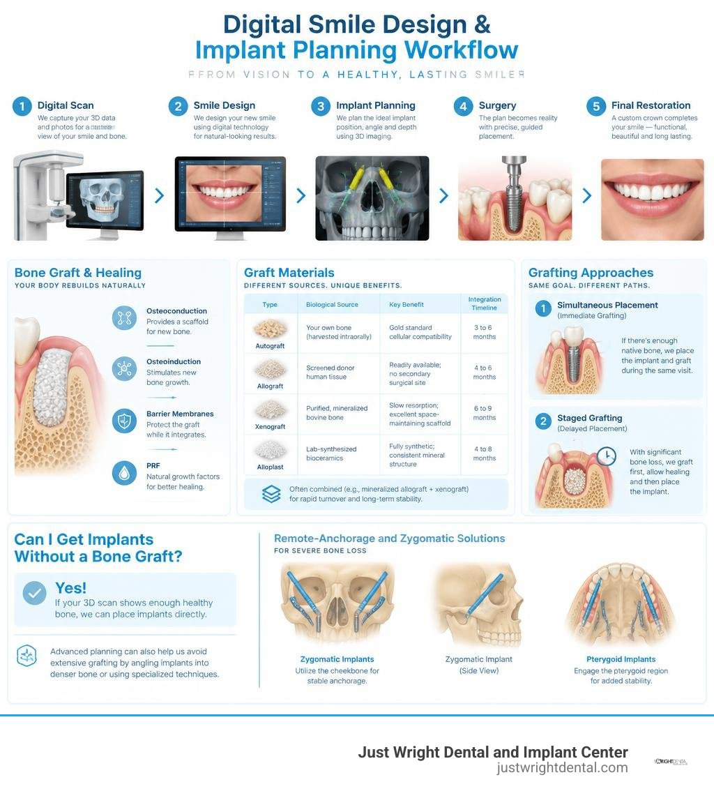 Digital smile design and implant planning workflow infographic Digital smile design and implant planning workflow infographic
