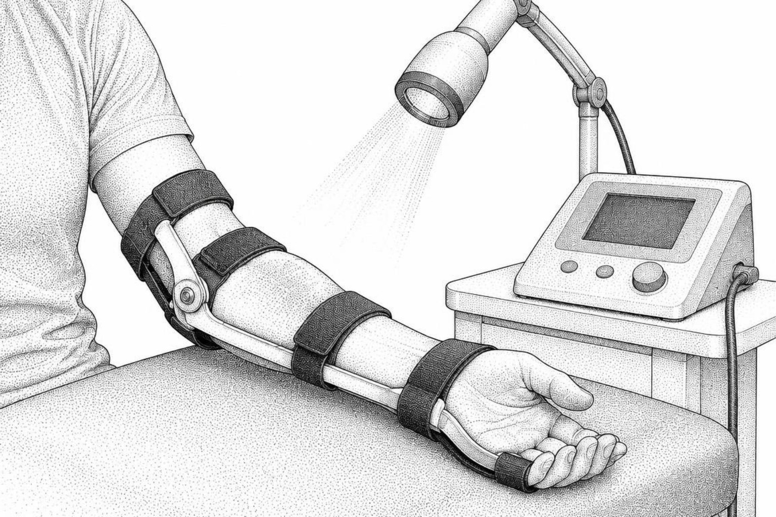 physical therapy splinting and laser therapy setup