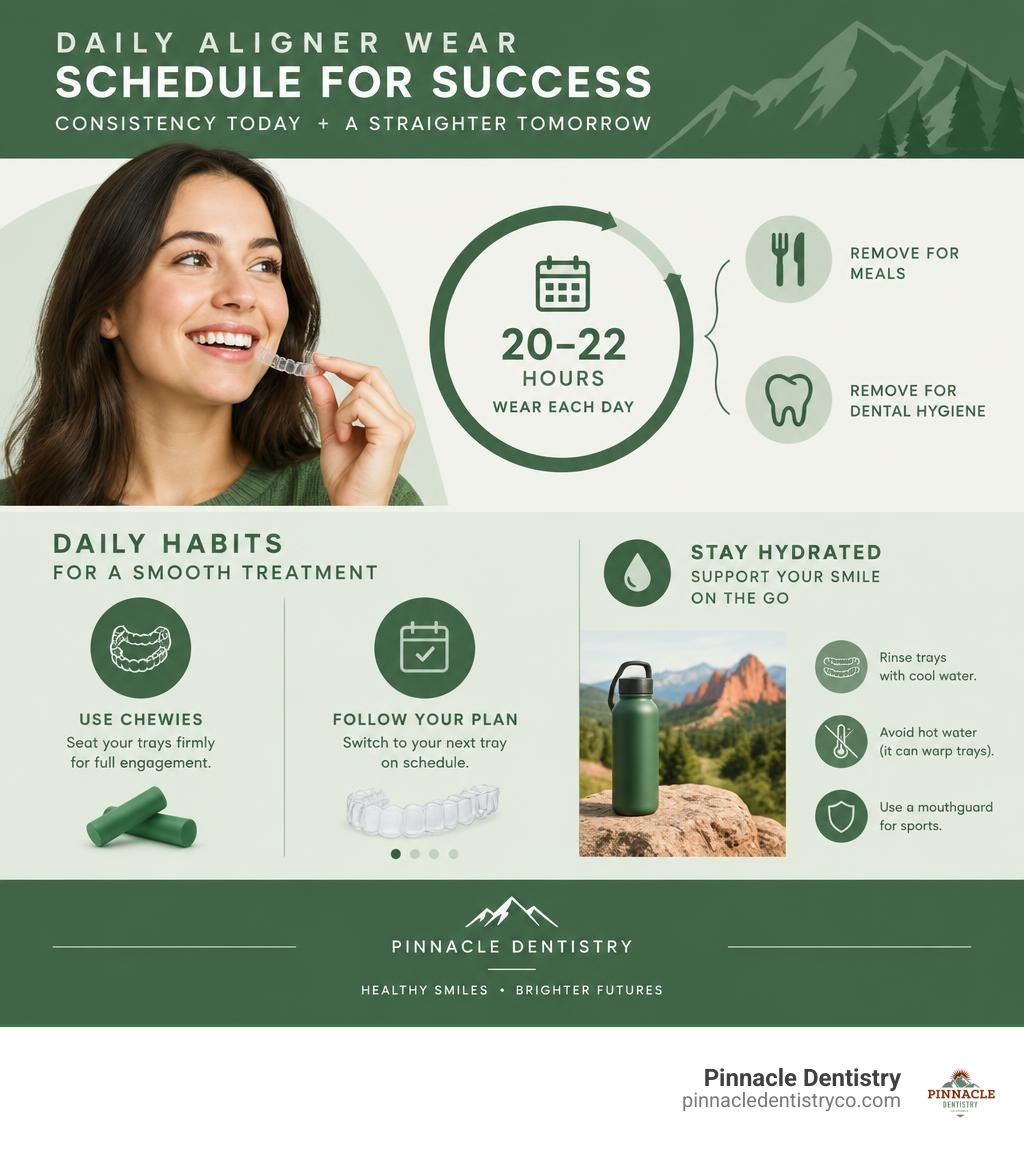 daily aligner wear schedule for success infographic
