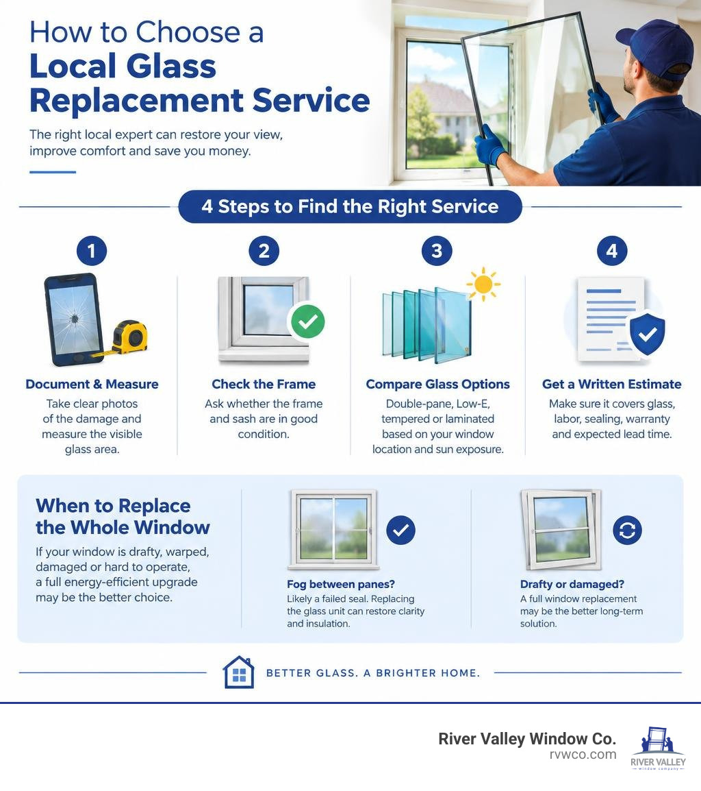 infographic showing how to choose local glass replacement service infographic infographic showing how to choose local glass replacement service infographic