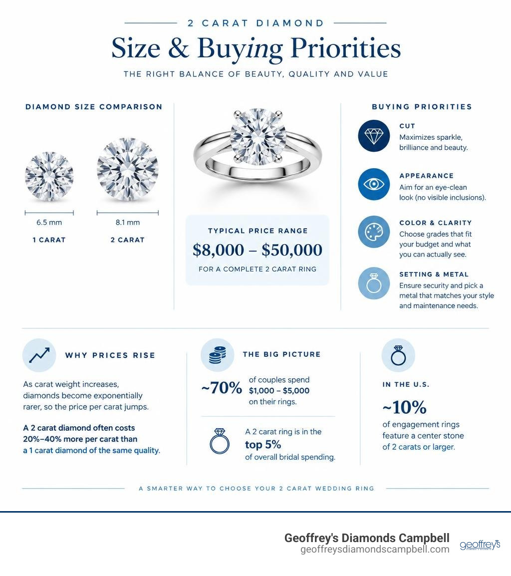 2 carat diamond size and buying priorities infographic infographic