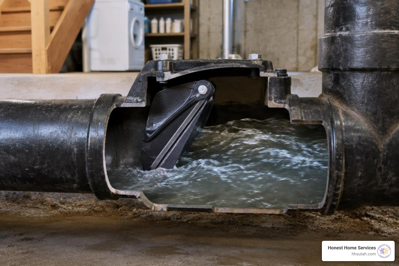 Normally open backwater valve gate closing under rising reverse water pressure Normally open backwater valve gate closing under rising reverse water pressure