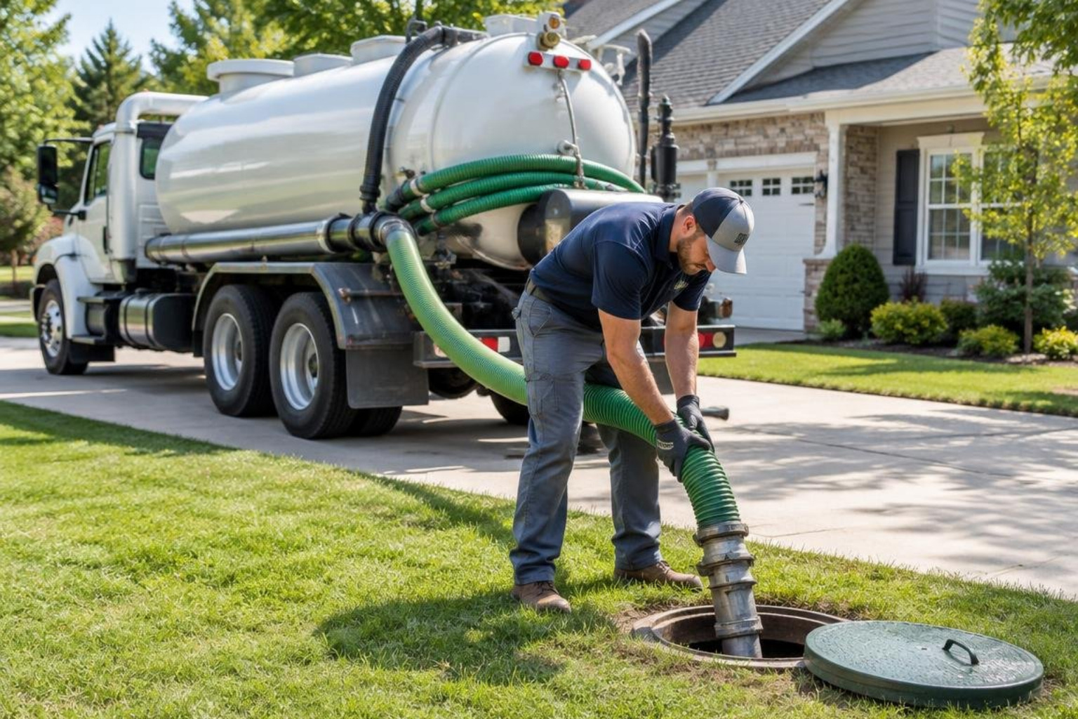 septic pumping truck servicing residential tank septic pumping truck servicing residential tank