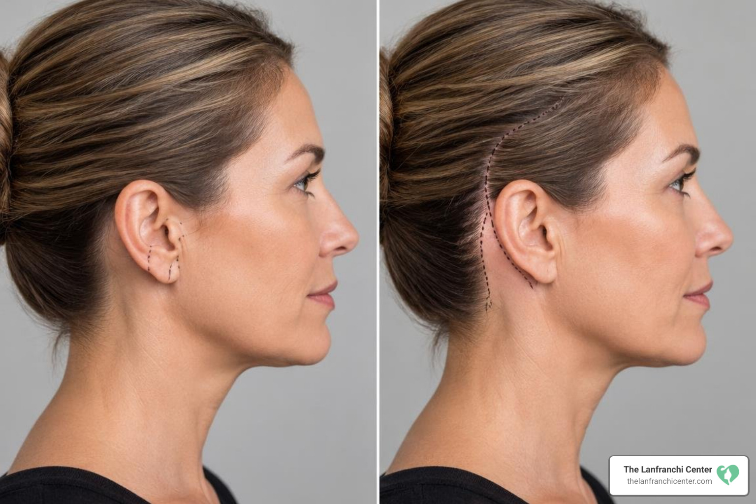 Mini vs full facelift incision diagram Mini vs full facelift incision diagram