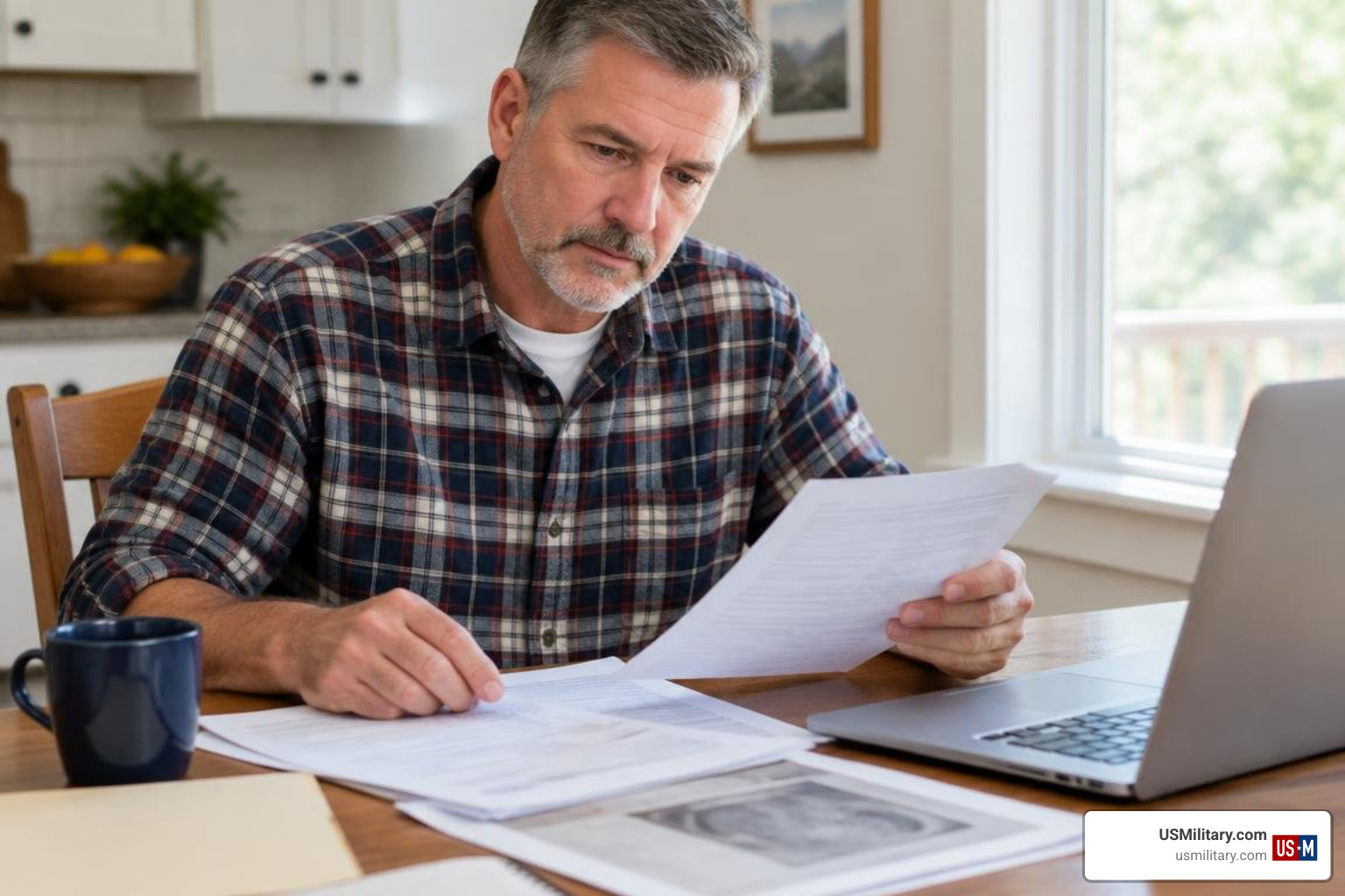 Special operations veteran reviewing VA claims and medical documentation