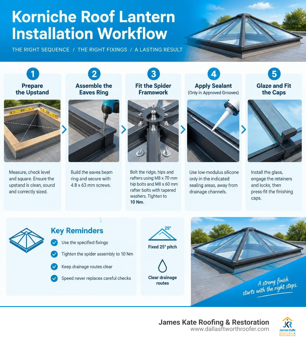 Korniche roof lantern installation workflow infographic Korniche roof lantern installation workflow infographic