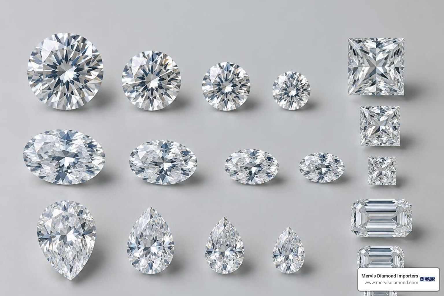 various diamond cuts and carat sizes displayed side by side various diamond cuts and carat sizes displayed side by side
