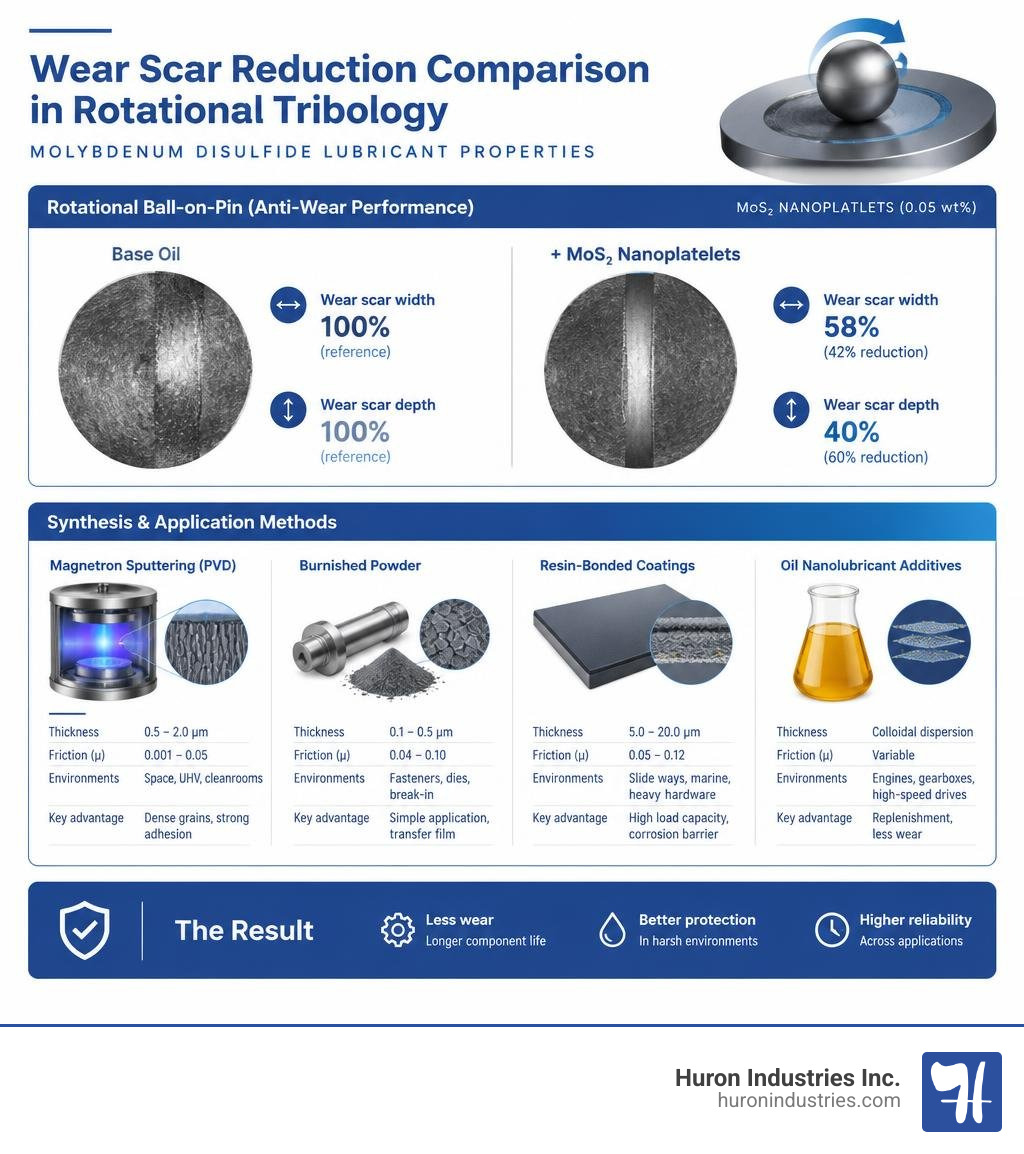 Wear scar reduction comparison in rotational tribology infographic Wear scar reduction comparison in rotational tribology infographic