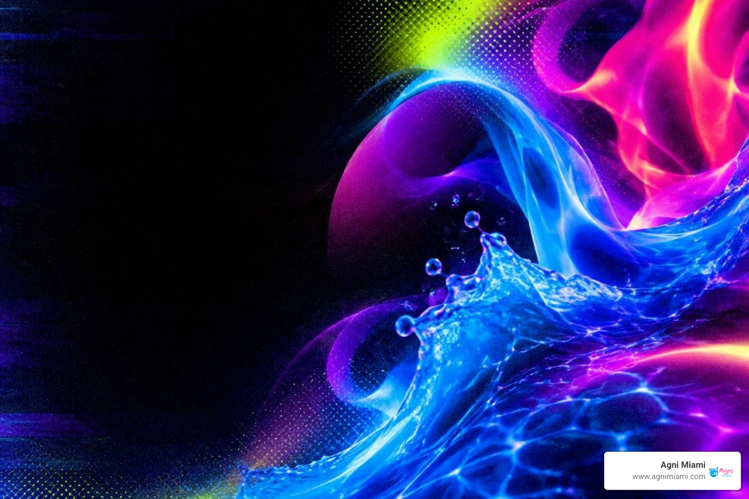 Abstract textured recovery color field in Agni Miami blue, violet, magenta, and acid lime