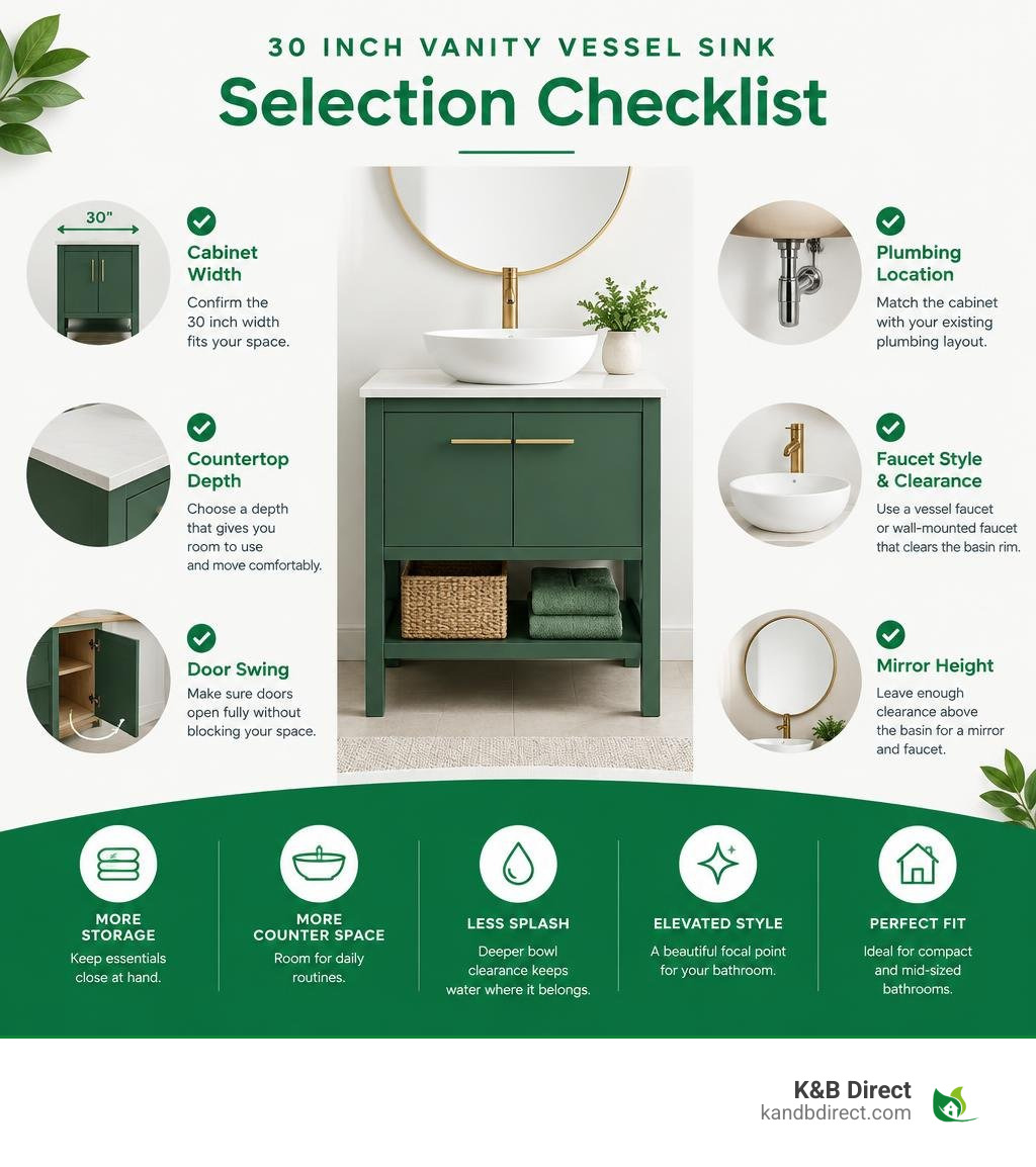 30 inch vanity vessel sink selection checklist infographic
