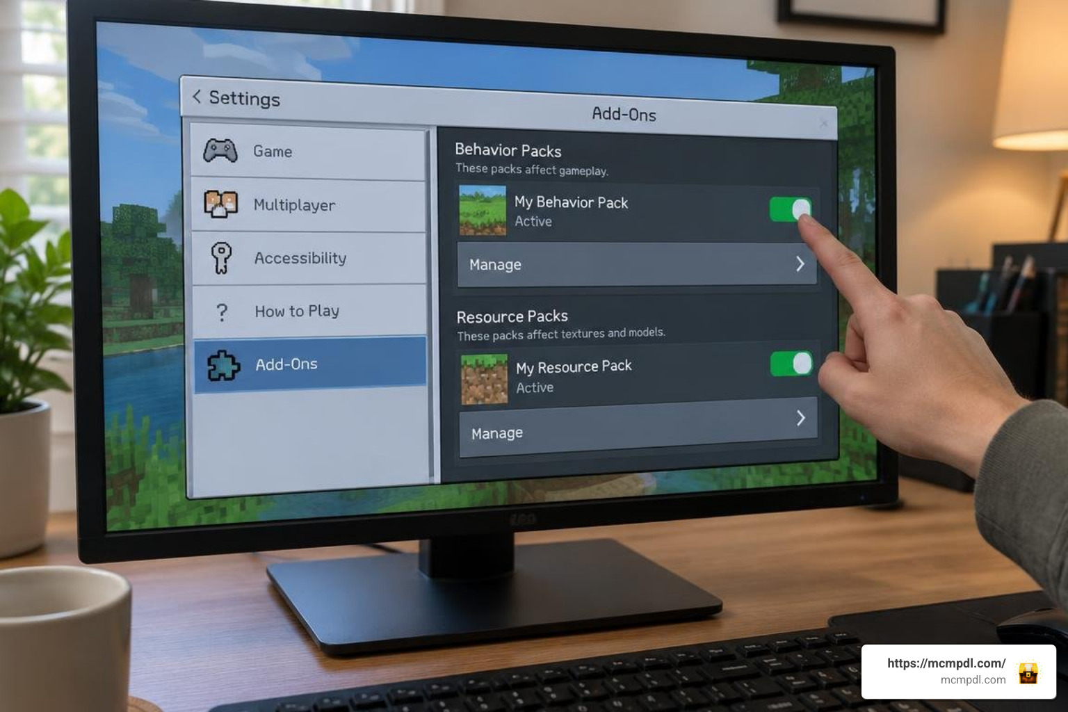 Activating behavior and resource packs in Minecraft settings Activating behavior and resource packs in Minecraft settings