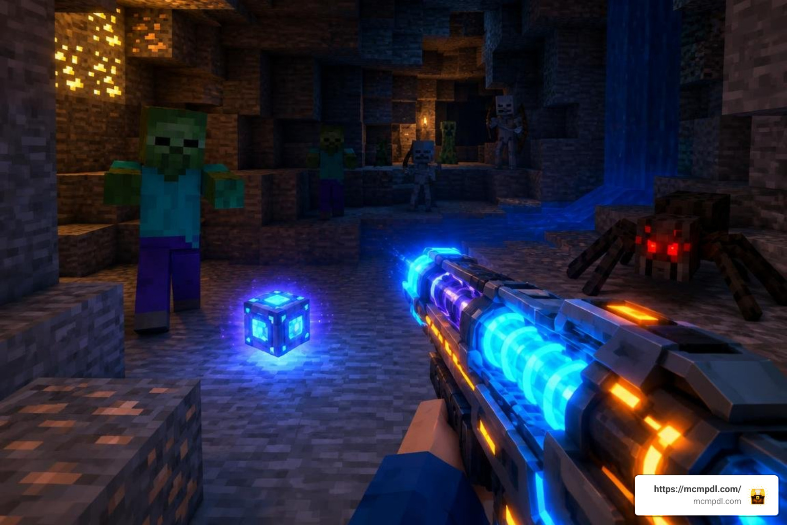 Futuristic blaster weapon variants in Minecraft Futuristic blaster weapon variants in Minecraft