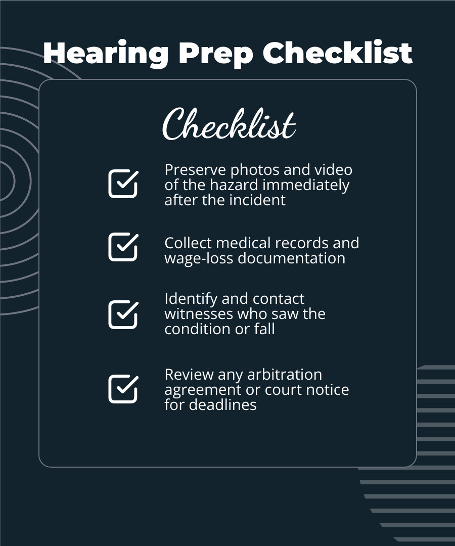 Philadelphia slip fall arbitration preparation timeline infographic Philadelphia slip fall arbitration preparation timeline infographic