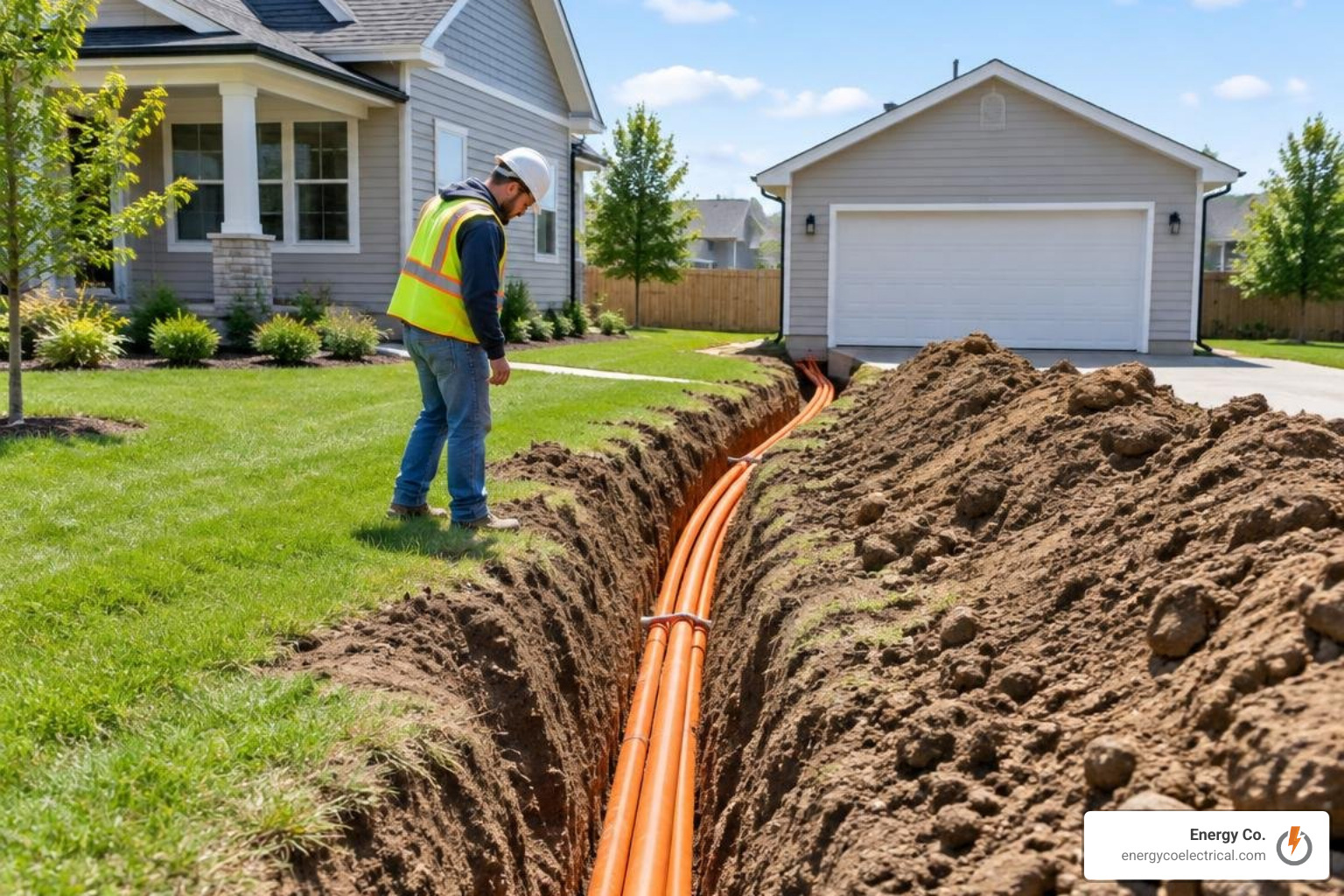 underground conduit trenching to detached garage
