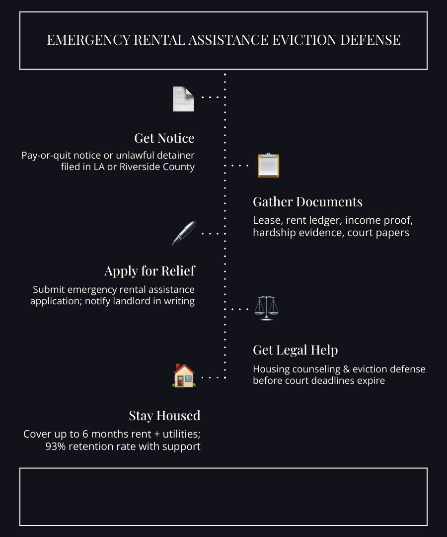 Emergency rental assistance eviction steps: apply, document, notify landlord, seek legal support infographic Emergency rental assistance eviction steps: apply, document, notify landlord, seek legal support infographic