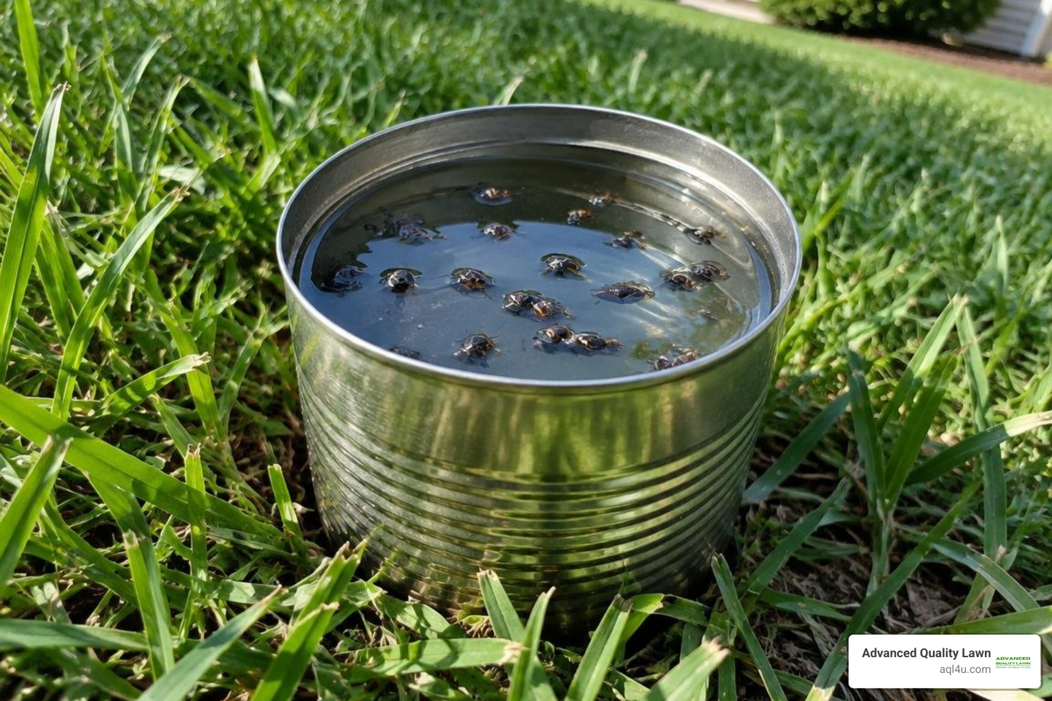 coffee can float test setup on lawn