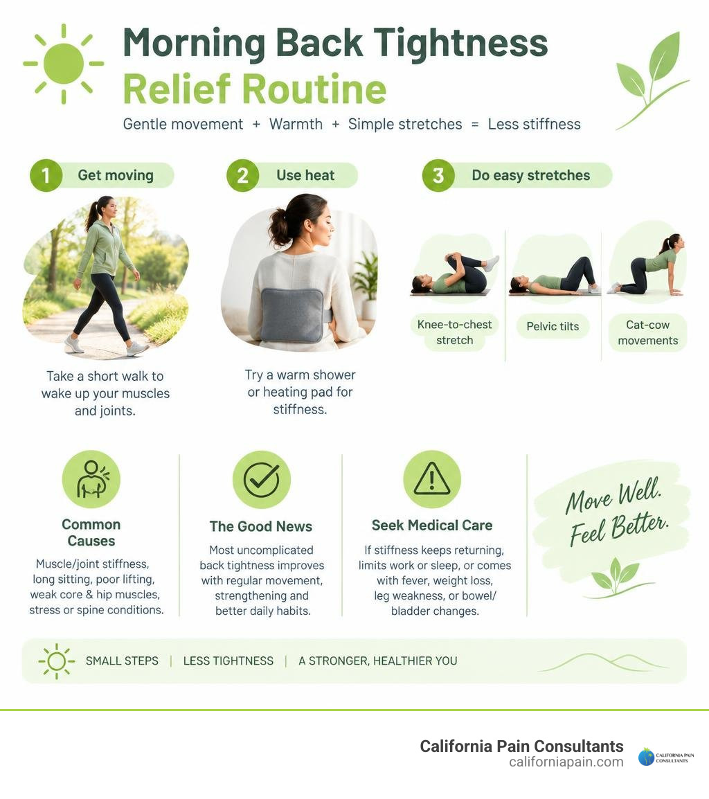 morning back tightness relief routine infographic morning back tightness relief routine infographic