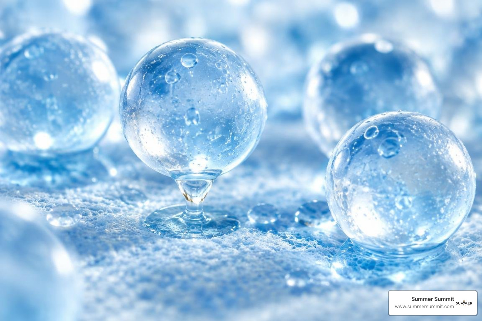 Micro-encapsulated hydration delivery showing slow-release spheres