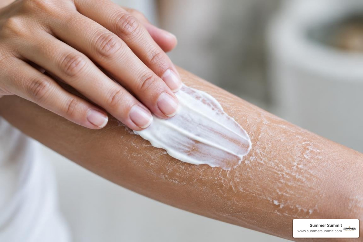 Rich barrier cream applied to dry skin surface