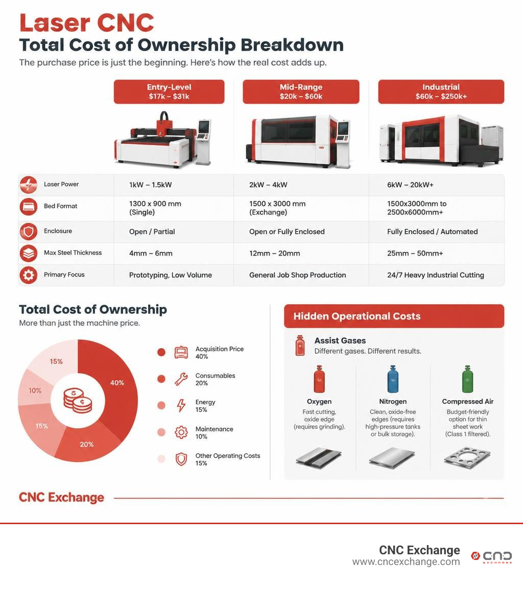 Laser CNC total cost of ownership breakdown infographic